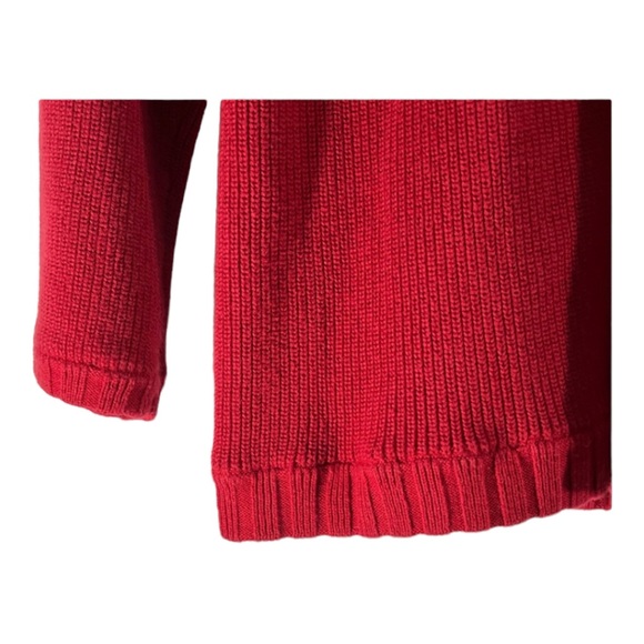 TALBOTS🎄 Cropped Red Sweater with mock turtleneck with tie collar MP - Picture 8 of 13